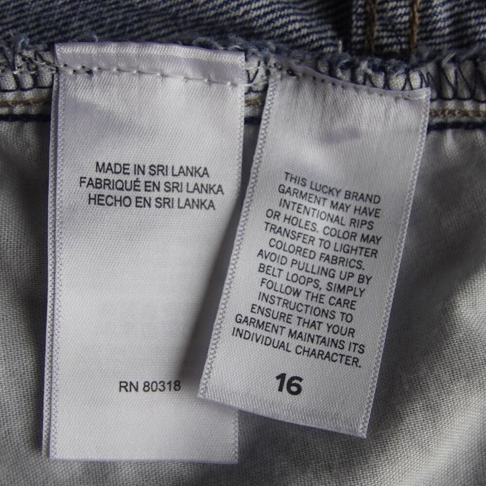 Lucky Brand Denim Midi Skirt Sz 16 Front Slit Raw Hem Like New - Picture 9 of 11